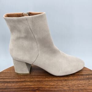 Blondo Boots Womens 7.5 Gray Suede Leather Alida Block Heel Side Zip Waterproof